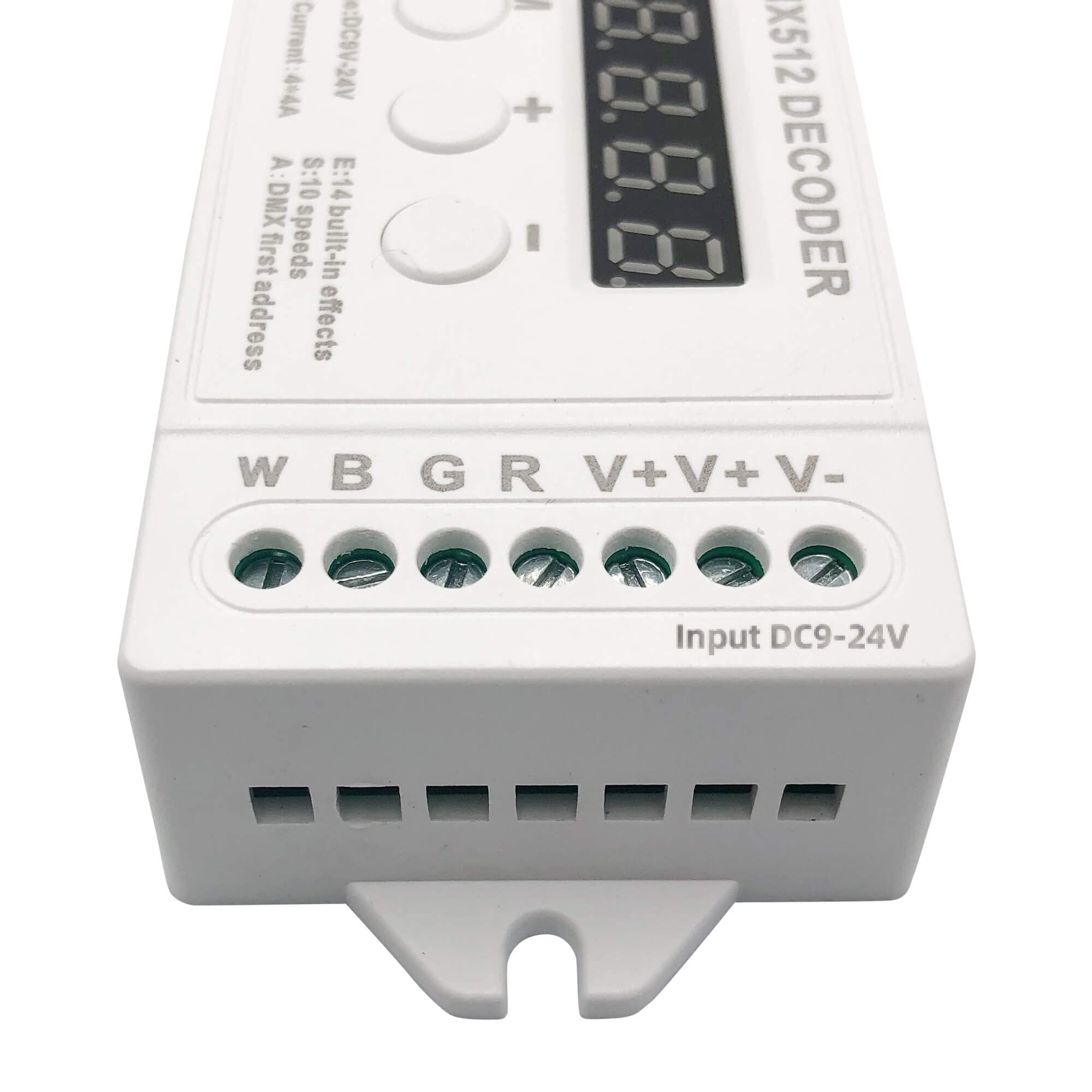 GIDEALED 4 Kanal DMX Decoder,RGBW DMX512 Decoder mit Digitalanzeige,Mini DMX512 Dimmertreiber PWM 16A LED Controller für RGB RGBW LED Streifen DC9-24V