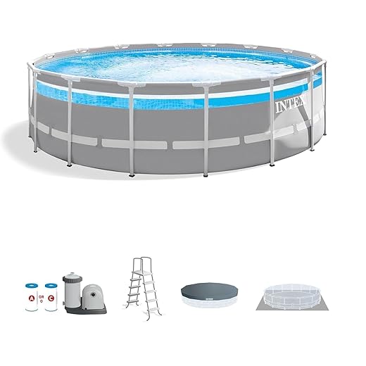 INTEX 26729MZ 16ft x 48in Prism Frame Clearview Above Ground Swimming Pool Set, Includes 1500 GPH Cartridge Filter Pump, SuperTough Puncture Resistant, Rust Resistant, 5061 Gallon Capacity