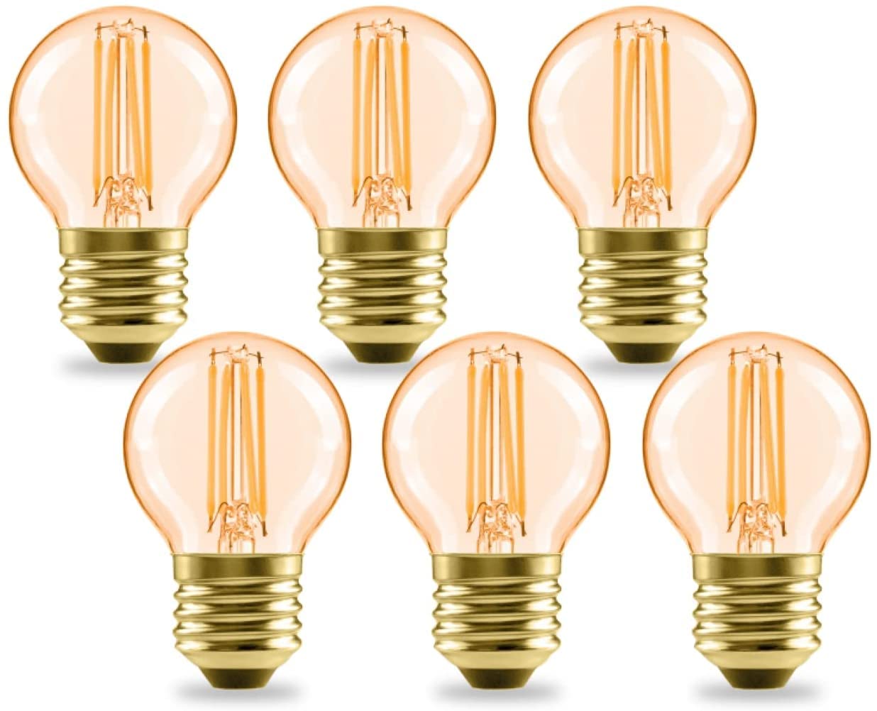 LVWIT Edison Vintage Glühbirne E27, Retro LED Filament G45 4W ersetzt 35W Warmweiss 2400K 410LM, Antike LED Glühlampe, Ideal für Nostalgie Beleuchtung im Haus Café Bar, Nicht Dimmbar, 6 Stück
