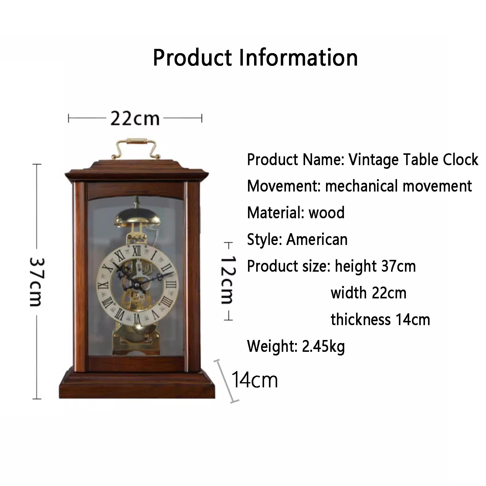 Amazon.co.jp: 小さなレトロな置き時計、木製マントルピース時計、卓上