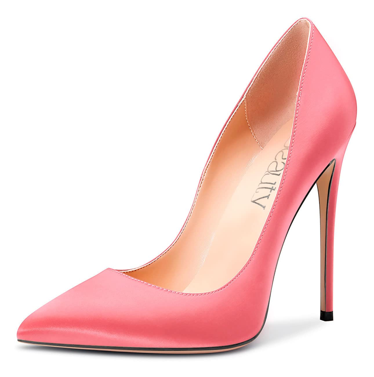 yBeauty Women Girl Pointed Toe Stiletto High Heel Slip-on Pumps Dress Shoes Satin Wedding 4.5 Inch - 9 Pink