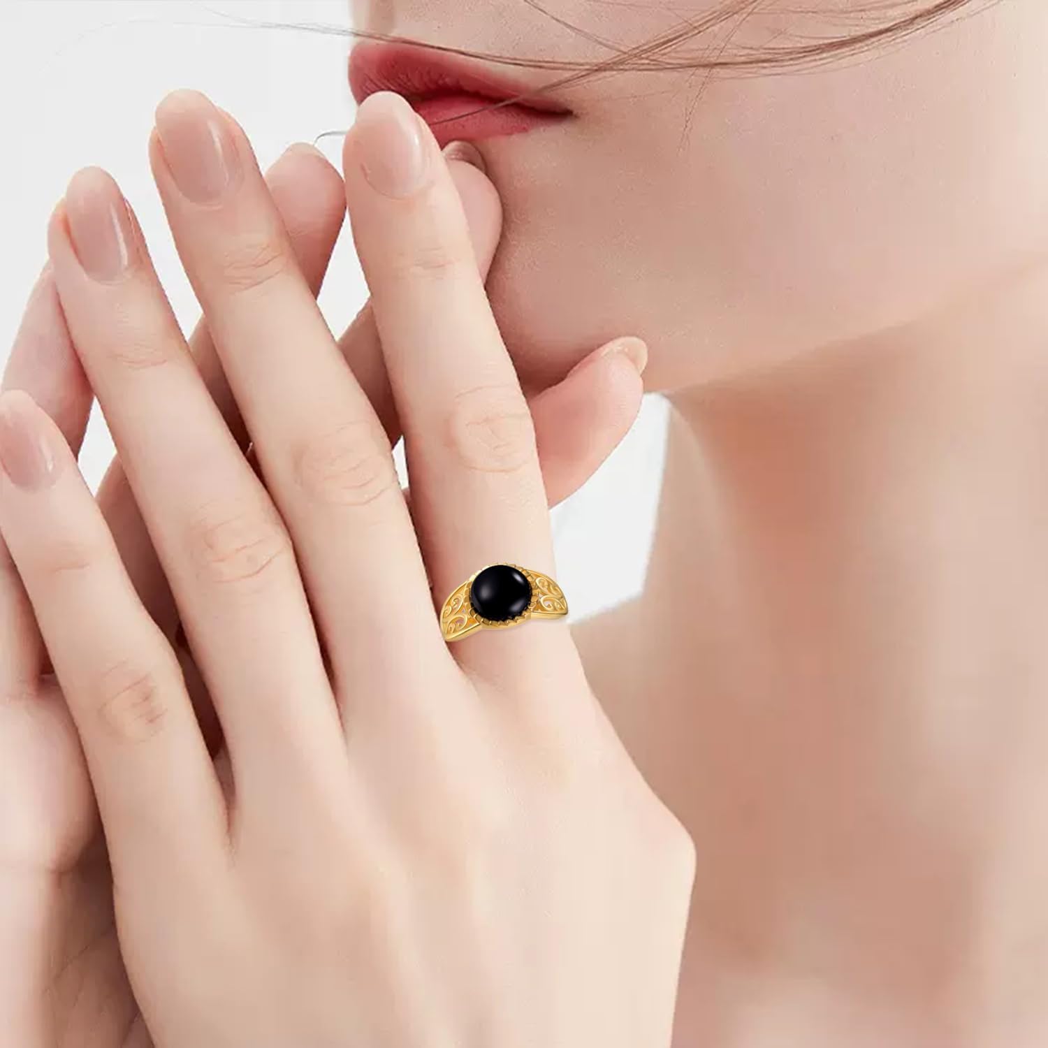 Gold Black Onyx Rings S925 Sterling Silver Black Onyx Rings for Women Black Onyx jewelry Gifts for Women Man - Image 6