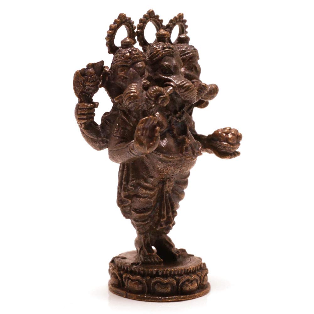 Amazon.co.jp: 珍しい 三頭 ガネーシャ 真鍮製 置物 タイ 王国 製