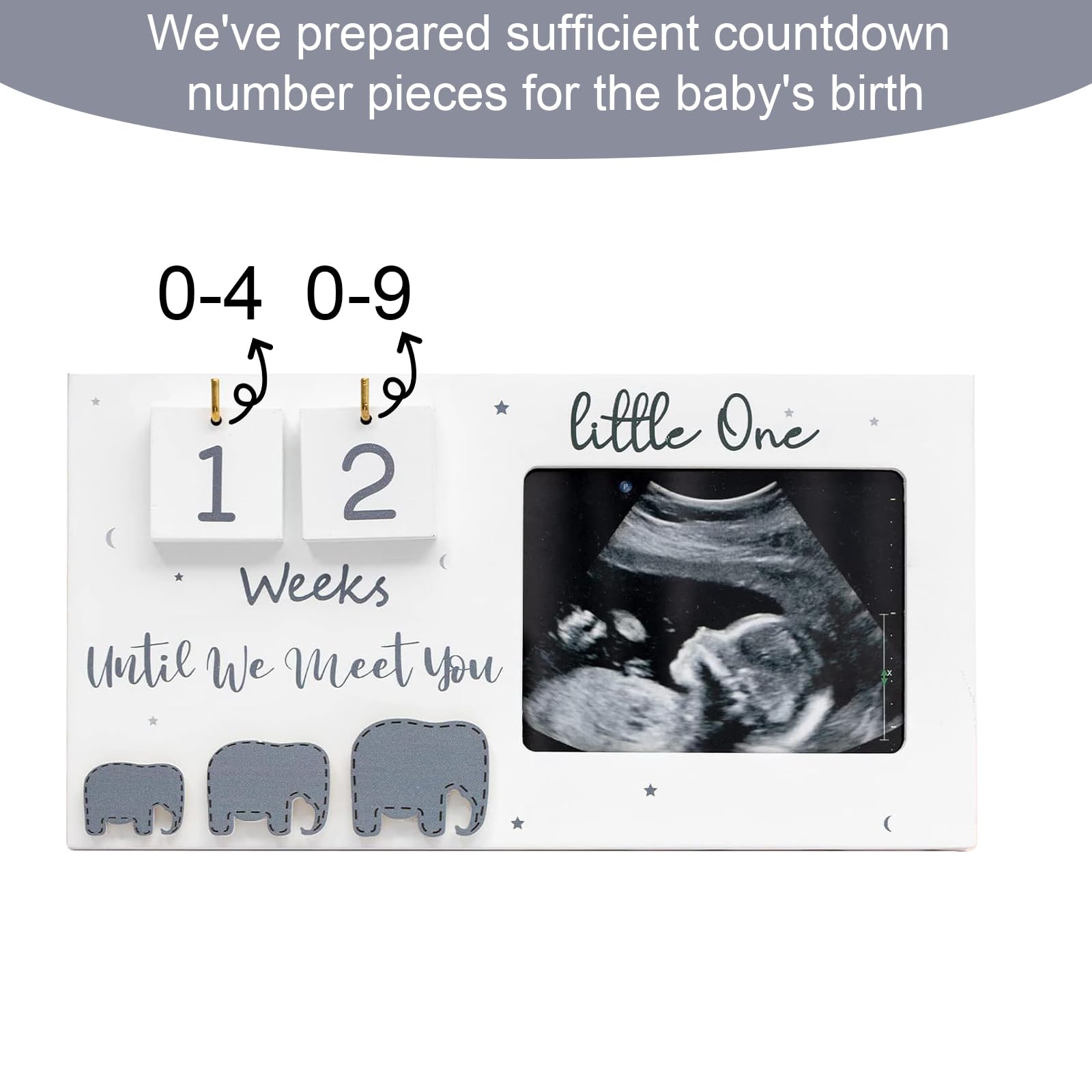 Wooden Baby Scan Photo Frame with Countdown Calendar Ideal Pregnancy Announcement Mum to Be Gifts Gender Reveal First Year Photos Frames - Image 4