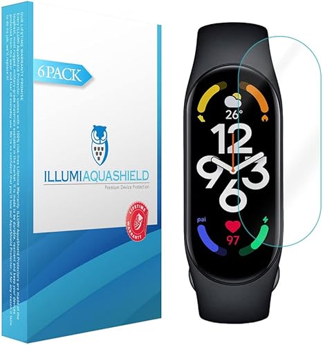 ILLUMI AquaShield - Protector de pantalla compatible con Xiaomi Mi Band 7 (paquete de 6) sin burbujas de alta definición transparente y flexible