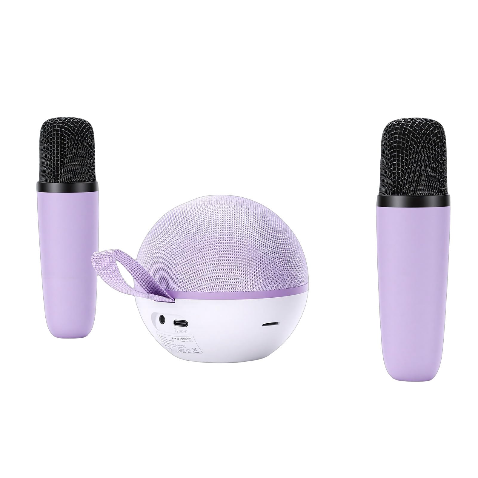 Domary Altoparlante Portatile Ricaricabile 5.3 per Karaoke con 2 Microfoni Wireless Luci Colorate 5 Effetti Sonori per Feste in Casa Viaggi ABS