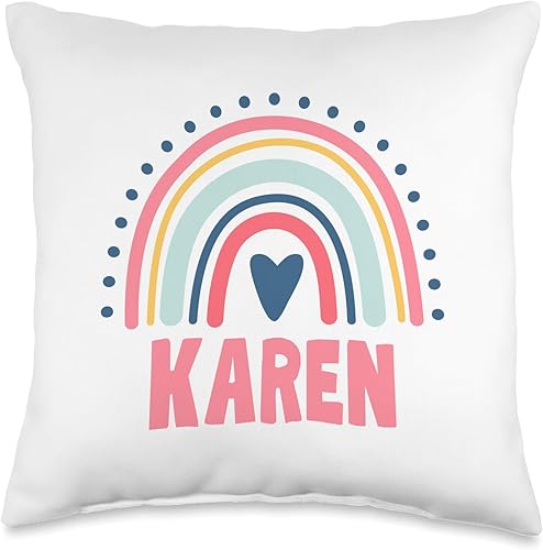 Idea Regalo Personalizzata con Nome Gifts Idea Karen Name Custom Woman Myth Legend Pink Birthday Party Throw Pillow, 16x16, Multicolor