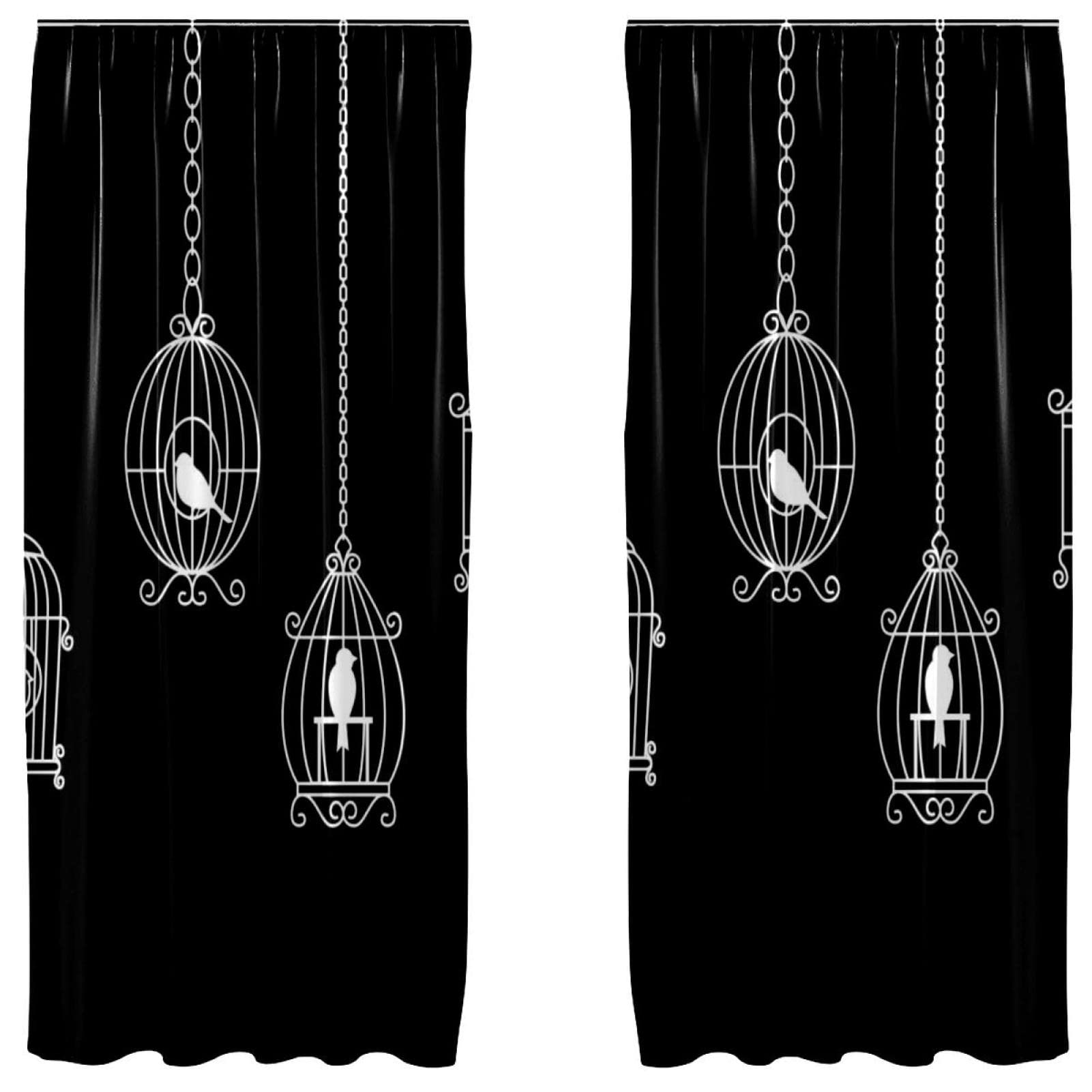 Cortinas de salon y dormitorio negras 55x84 pulgadas juego de 2 piezas para ventana