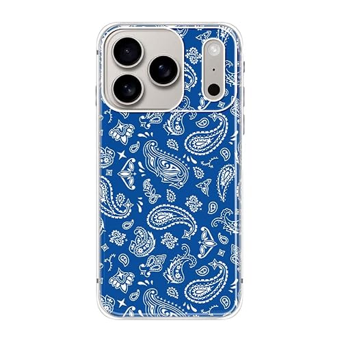 Blingy's for iPhone 17 Pro Max Case, Blue Bandana Vintage Paisley Case