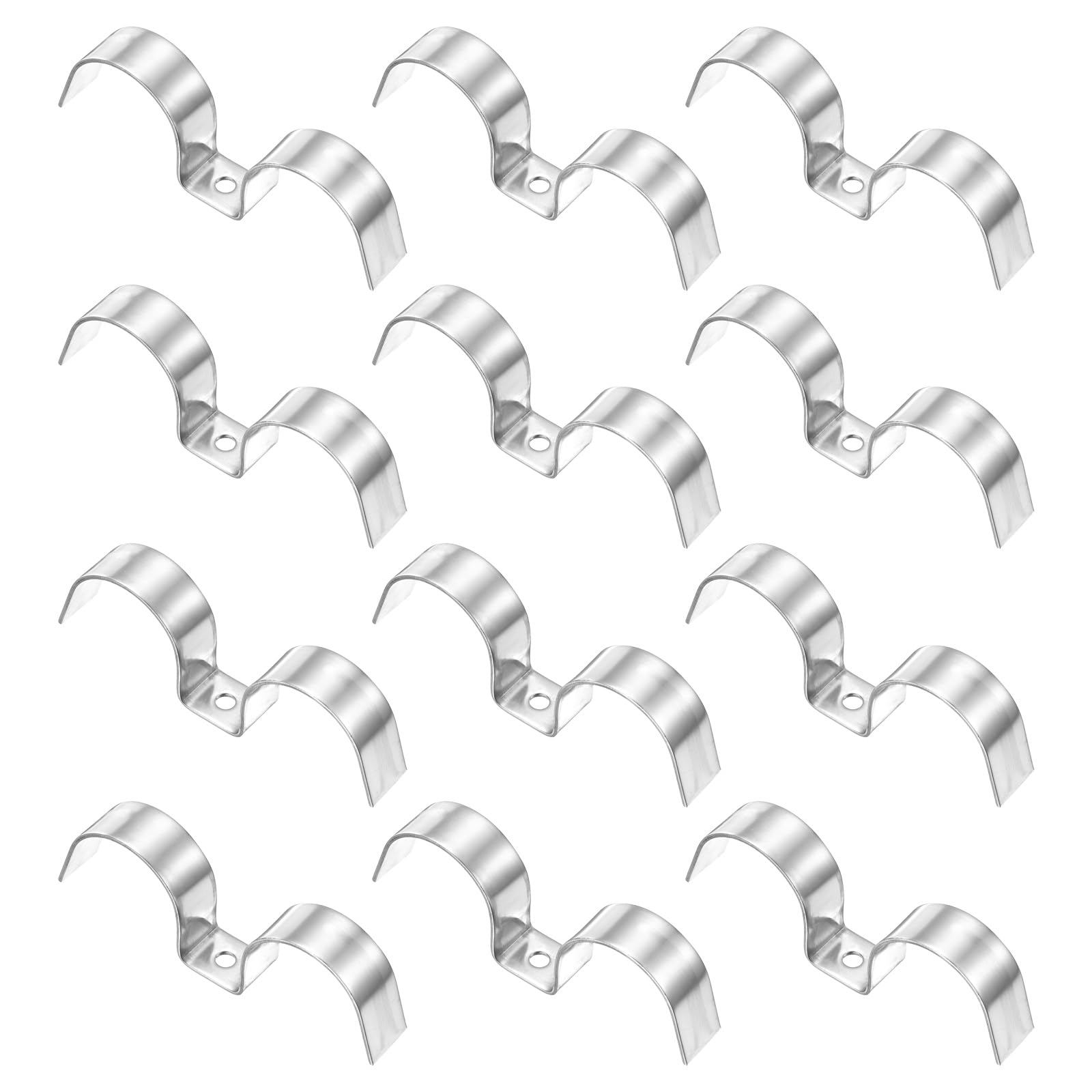 sourcing map 12 Pcs Stainless Steel Double Line Clamp 38 mm / 1-1/2 inch Fuel Lines Clips M-Shape Mounting Clip for Brake Fuel Lines Tubes Wire Pipe Cord Installation, Silver