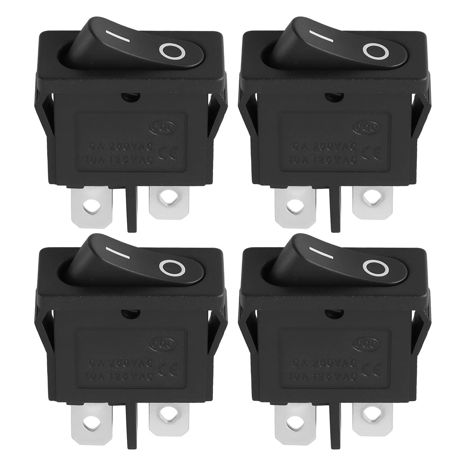 eMagTech 4pcs 2Pin 2 Positions Rocker Switch 19x7mm 250VAC 6A Device Switch KCD1 Suitable for 4.8 mm Flat Plugs