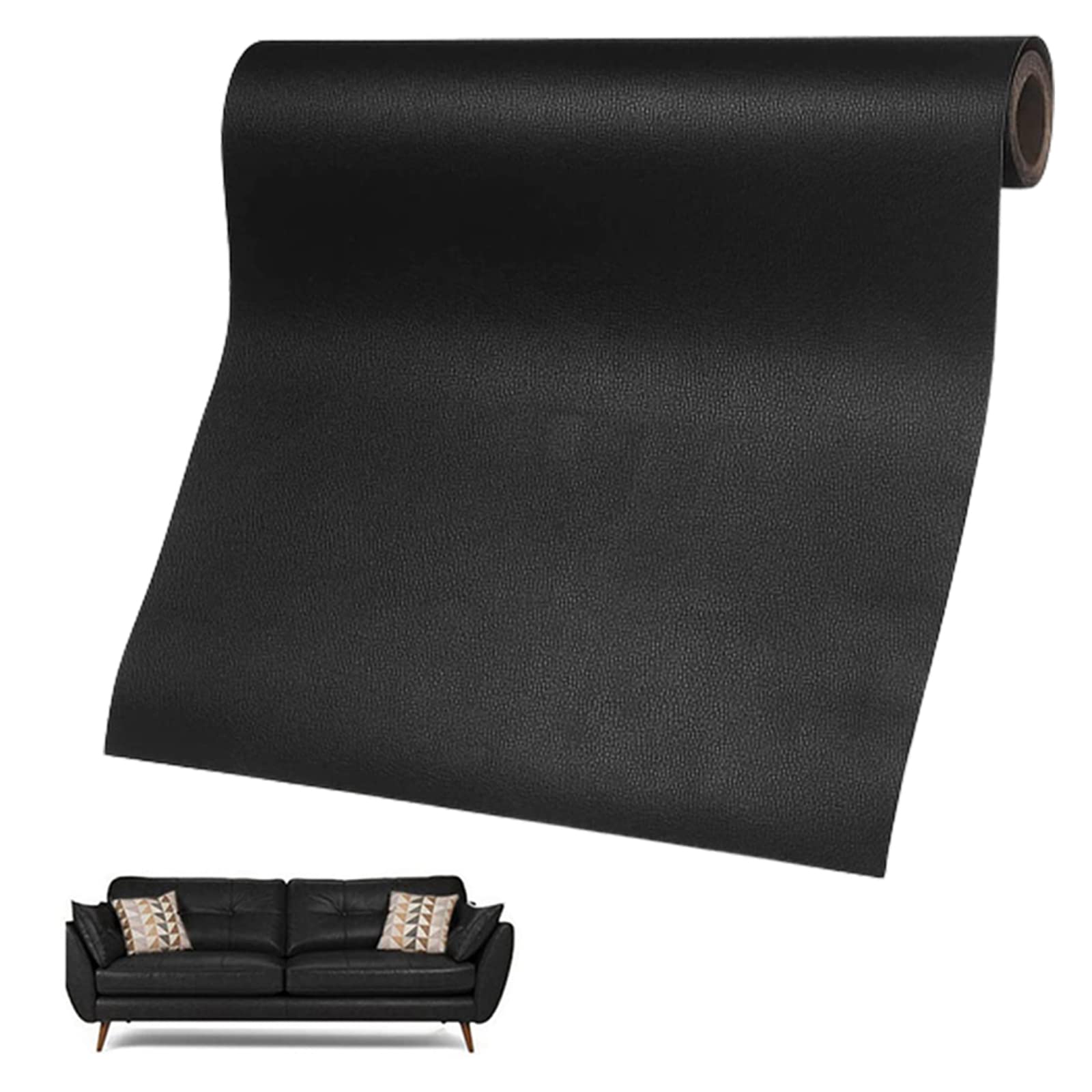 LZYKJGS Leder Patch Selbstklebend, 60 x 137cm, Reparatur Set Kit für Sofas, Autositze, Bürostuhl, Kopfteil, Handtaschen (Schwarz)