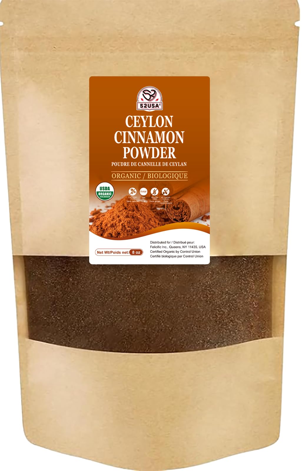 Amazon.com : 52USA Organic Ceylon Cinnamon Powder, 8oz Resealable