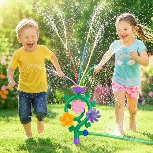 (-76%) Wasserspielzeug für Kinder, Drehende Blume Outdoor Wassersprinkler Wasserspritz mit 5 Wackelnden Schläuchen Schlauchanschluss für Garten Rasen Gartenspiel, Sprinkler Spiele ab 3 4 5 6 7 8 Jahre