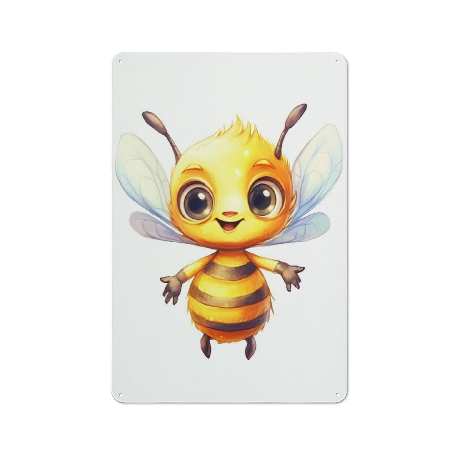 Junmoney Bee Cute For Lounge Or Reading Corner, Rustic Tin Sign 30X20cm, For An Autumn Update To Lounge And Reading Corner