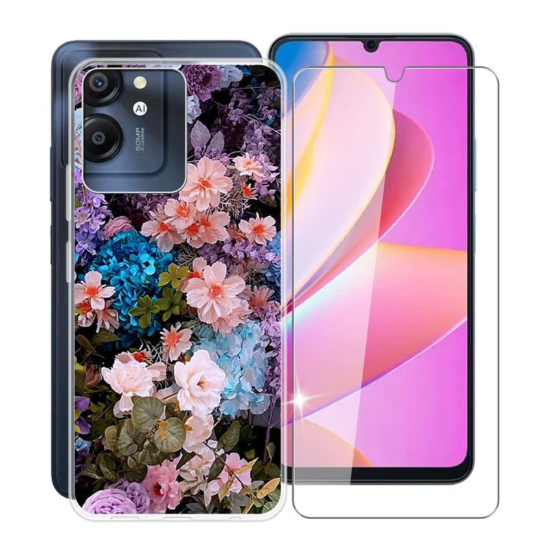 KJYFOANI for Blackview Color 8 Phone Case with [1 Pack] Screen Protector, Clear Soft Silicone TPU Protective Case, Anti-Fall Ultra-Thin Bumper Case for Blackview Color 8 (6.75