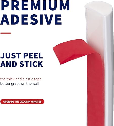 Miniatura 7 de Art3dwallpanels Moldeo flexible de 25 pies para despegar y pegar, decorativo para borde de borde de azulejos, tiras autoadhesivas de pared (blanco)