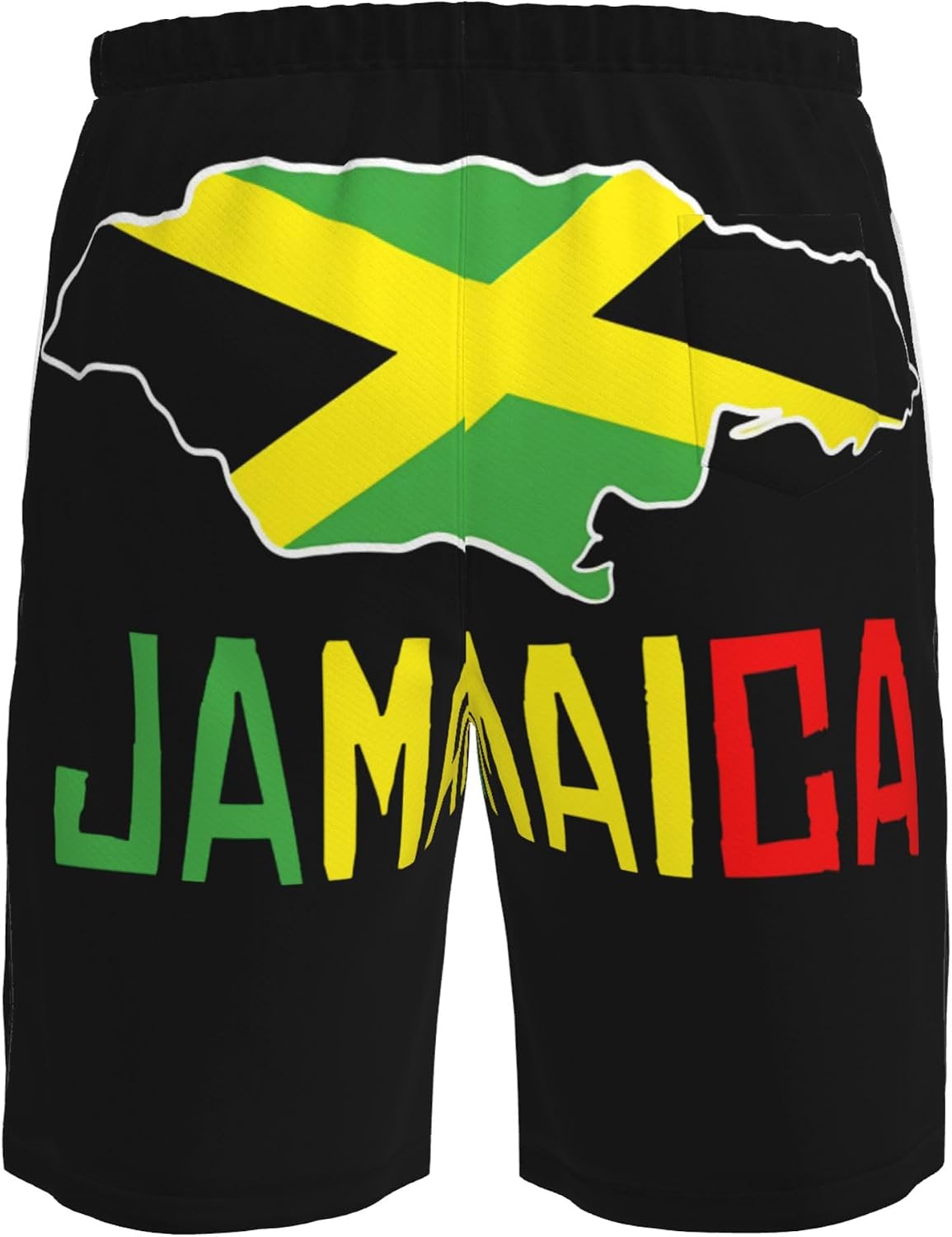 Jamaica Map Men's Swim Trunks Quick Dry Board Shorts Beach Swimsuit with Pockets Mesh Lining