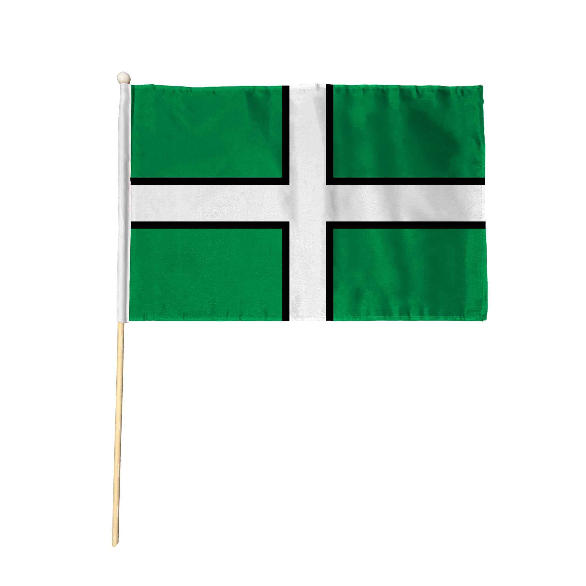 Flagtex Devon Pack of 12 Hand Waving Flag (9x6 Inch) - Premium Wooden Stick Hand Flag 9x6 Inch Natural Wood Pole Devon County Flag Events Parades Celebrations
