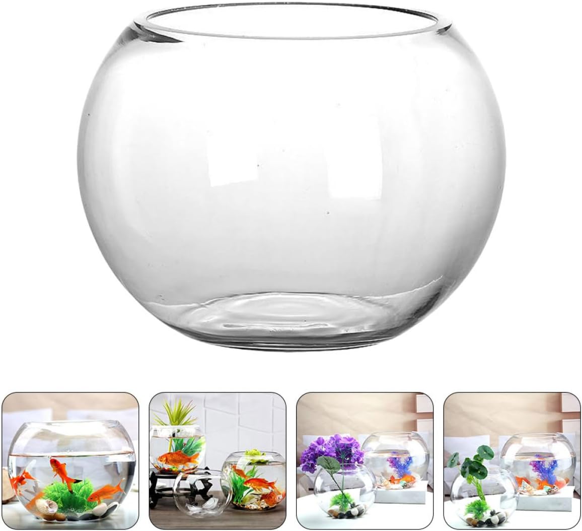3pcs Glass Round Fish Bowl for Desktop Terrarium for Aquariums Hydroponic Plants and Home Decor Sturdy Base Chic Design Compact