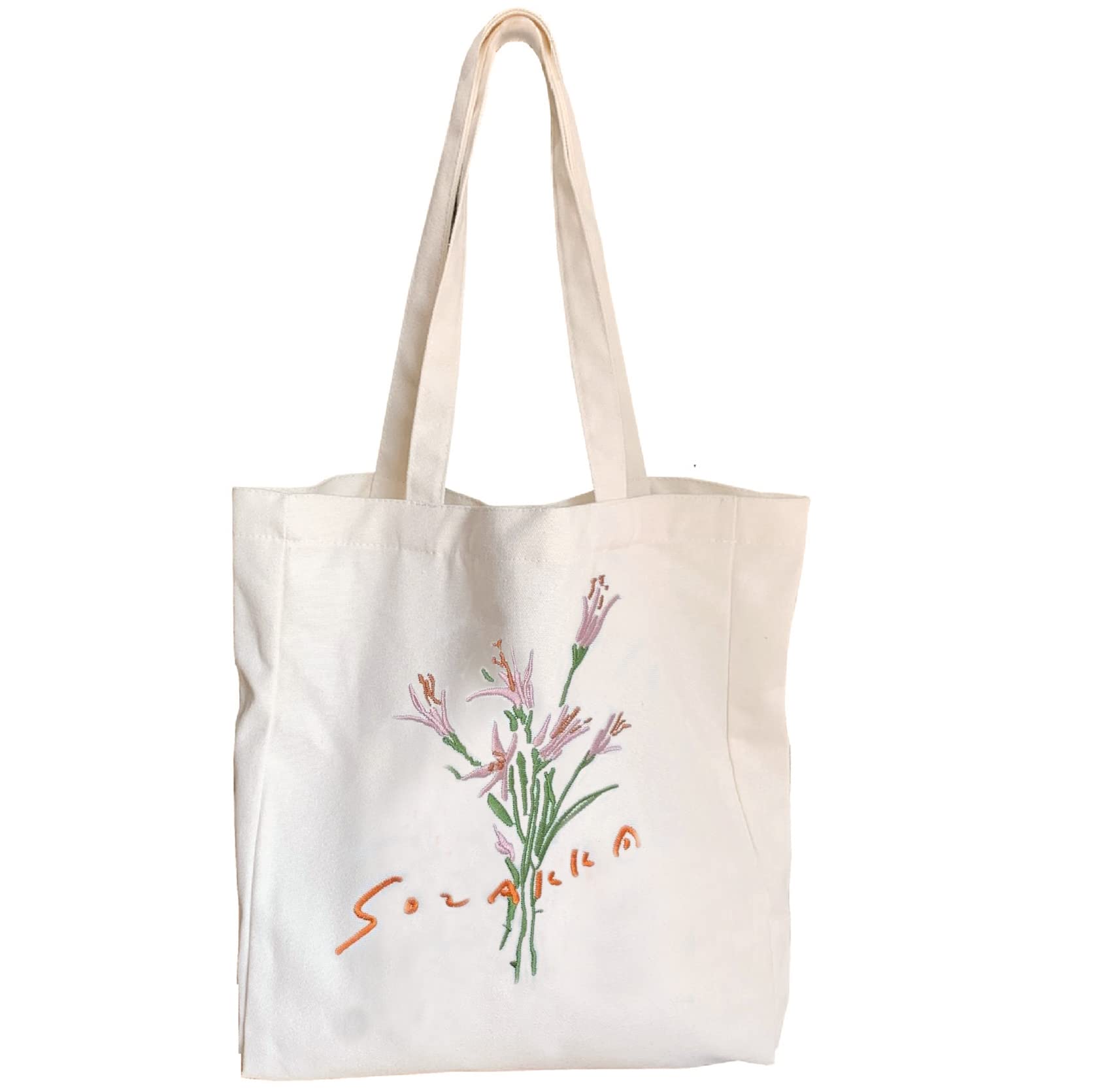 Jiamusi Canvas Tote Bag for Women Girls Kids school Shoulder Bag with zipper Work Beach Lunch Travel and Shopping Grocery Bag