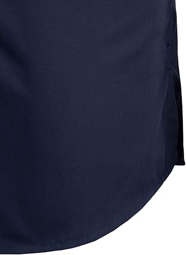 Miniatura 5 de ZEROYAA Camisa hipster de manga larga con cuello de banda y bolsillo para hombre