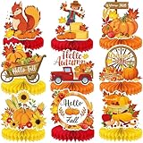 Thanksgiving Party Decorations – 9 Pieces of Thanksgiving Honeycomb Table Centerpieces, Thanksgiving centerpieces for Dinner Table and Autumn Celebrations (Gold)