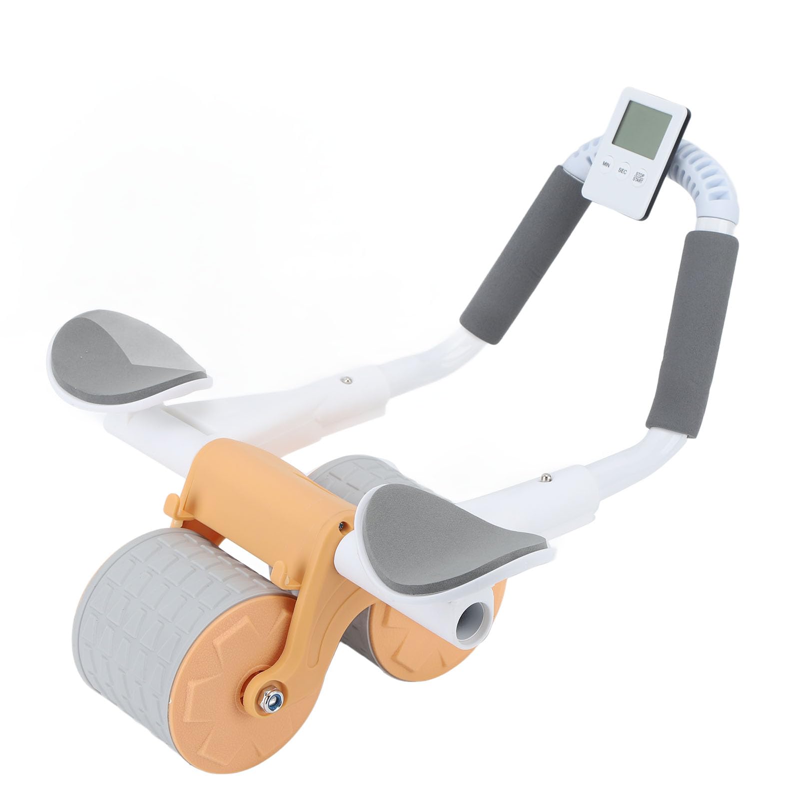 Ab Roller Wheel, Automatic Rebound Abdominal Wheel with Elbow Support and Timer, Ab Workout Equipment for Core Strength Training, Home Gym Abdominal Exercise Roller