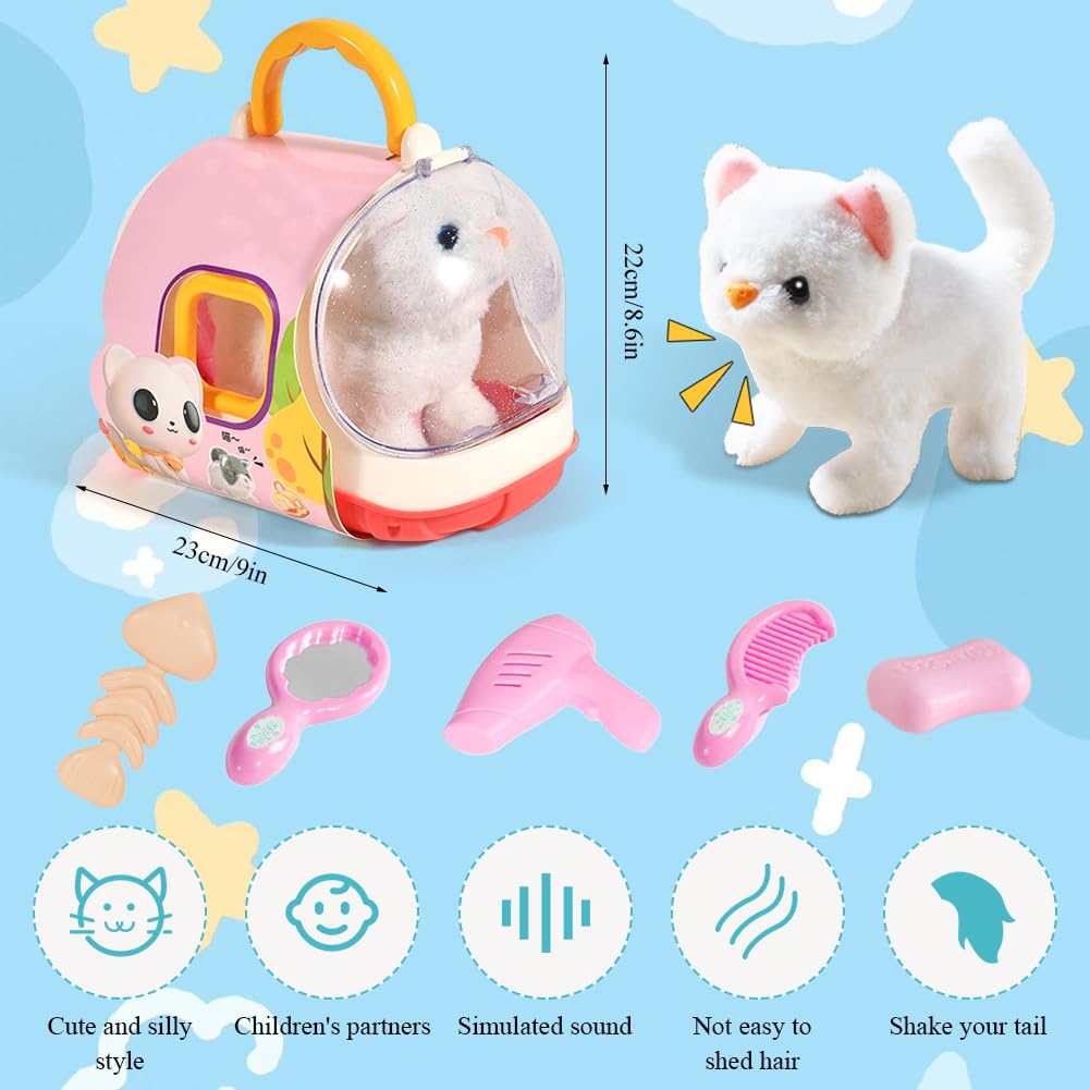 Gattino Peluche Interattivo Che Cammina, Miagola E Scodinzola - Giocattolo Per Bambini, Colore Casuale