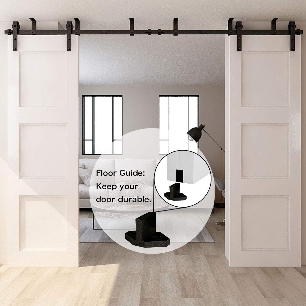 WOLFBIRD 6.6FT/200CM Kit ferramenta per porta scorrevole a soffitto, con staffa a L, sistema di porte robusto e silenzioso, a forma di J nera
