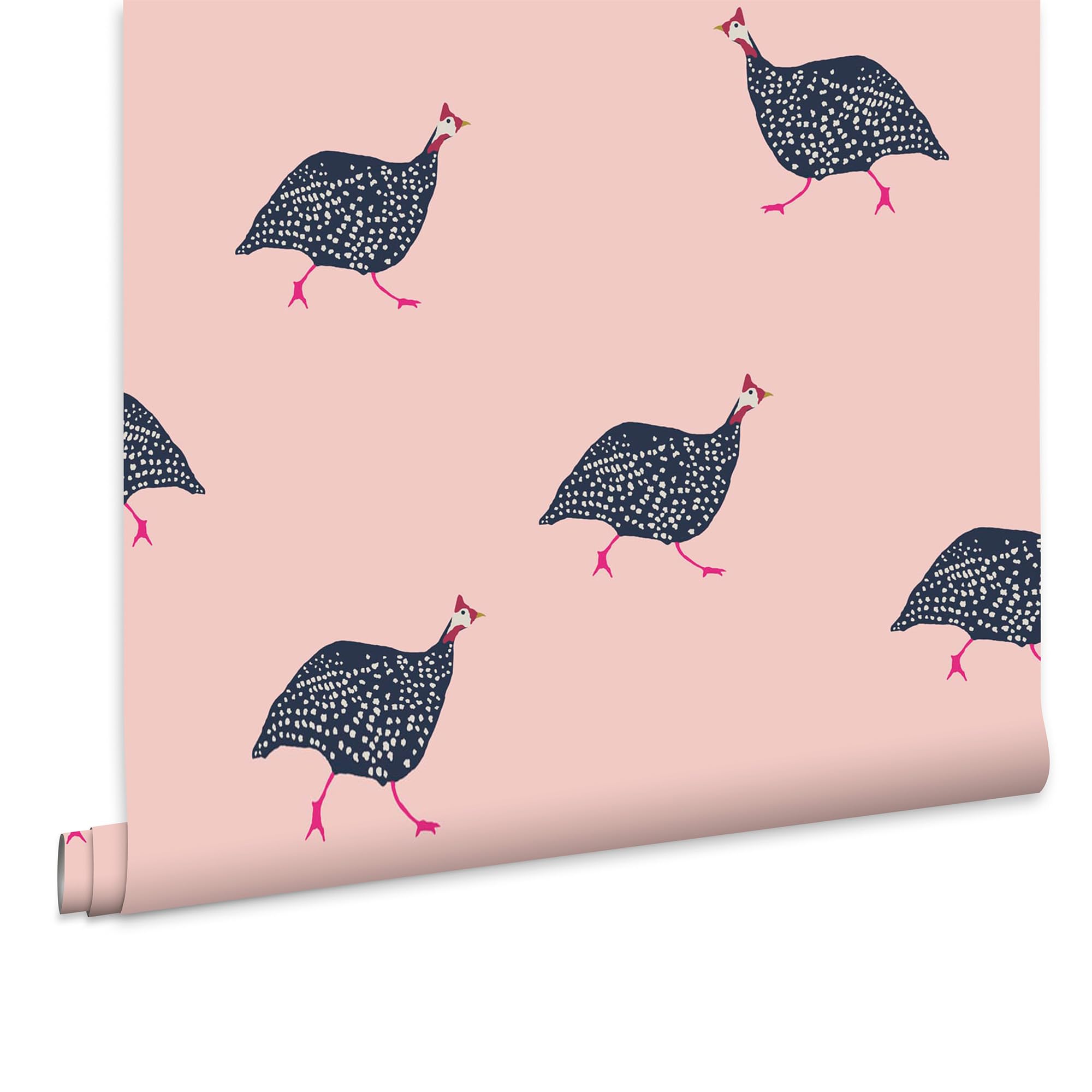 Joules Blush Pink Guinea Fowl Smooth Wallpaper from B&Q