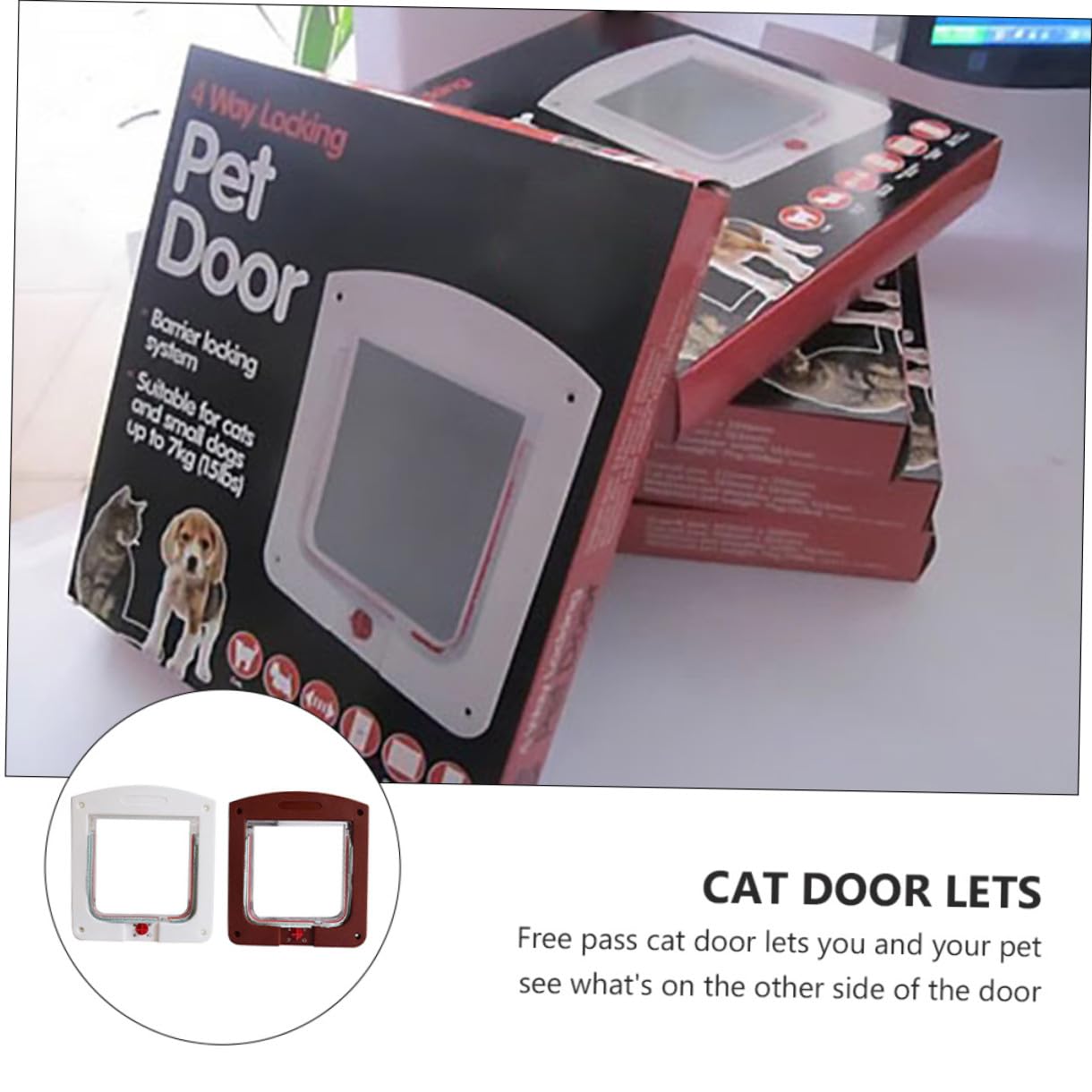 Abaodam 2 pièces Chatière pour Animaux Contrôlable avec Verrouillage Porte Entrée pour Chats et Petits Chiens Installation Facile Matériau Durable Accès et Sécurisé
