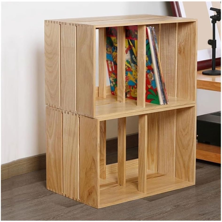 CD Storage Rack, Vinyl Record Display Holder Open Plan Wooden CD Album Books Storage Rack