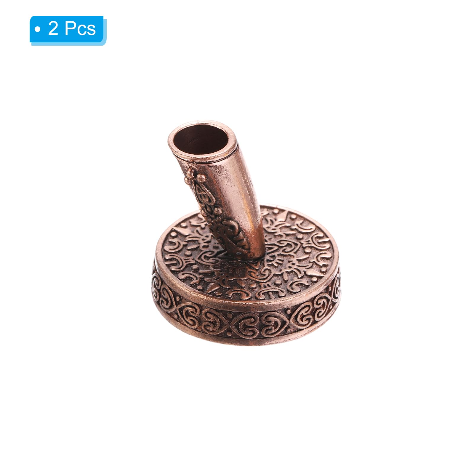 PATIKIL 2-Piece Vintage Red Bronze Metal Pen Stand, Desktop Pen Holder for Office Wedding, Engagement, Guests Book - Image 3