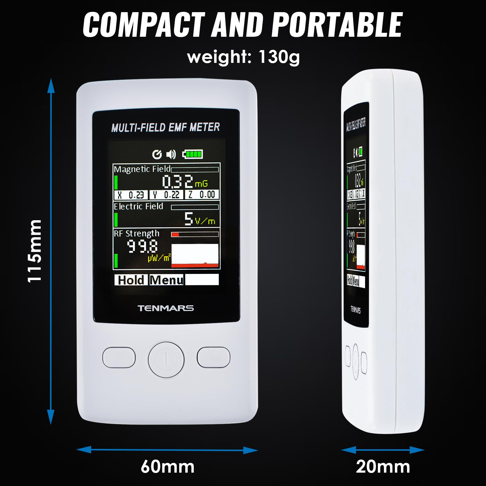 Multi-campo EMF ELF Medidor de mano RF Gauss Meter 0.02-2000mG (0.02 a 200 uT)