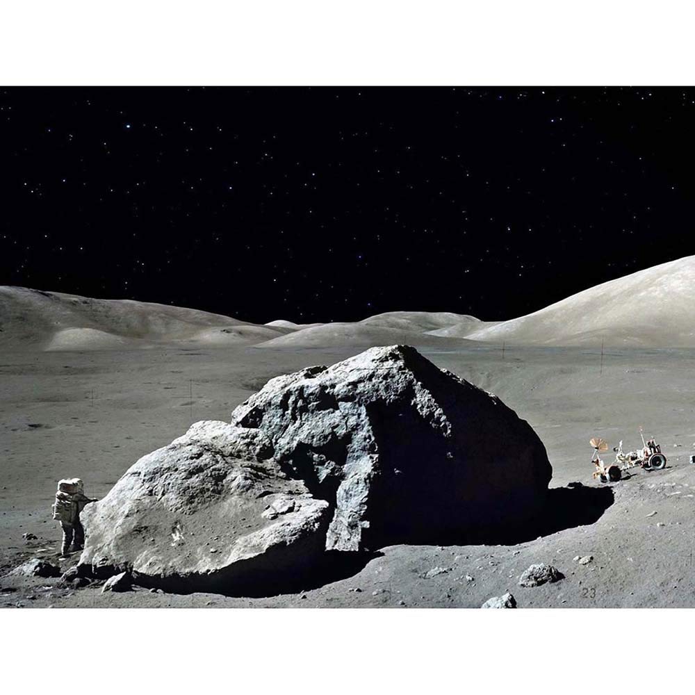 Wee Blue Coo Photograph Rock Moon Landing Apollo 17 Space Astronaut Art Print Poster Wall Decor 12X16 Inch