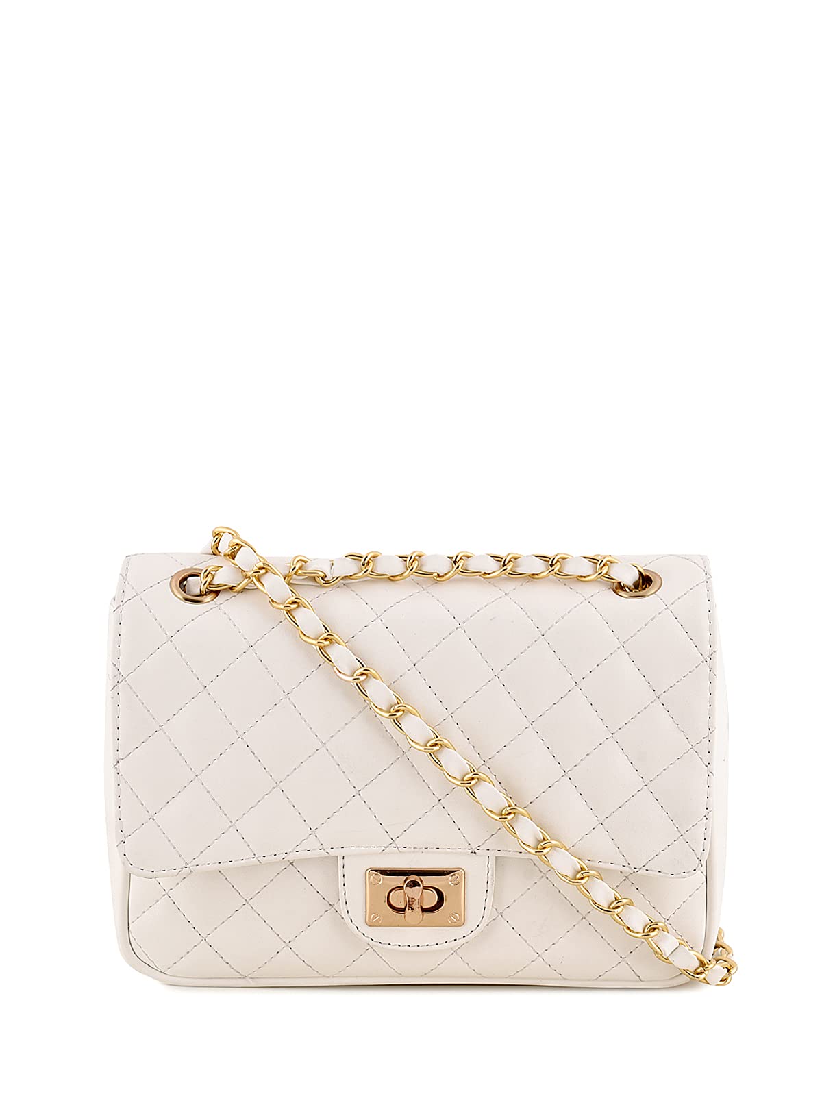 Sakwoods Women PU Quilted White Sling And Handbag (B091H9X3KS) Amazon Price History, Amazon Price Tracker