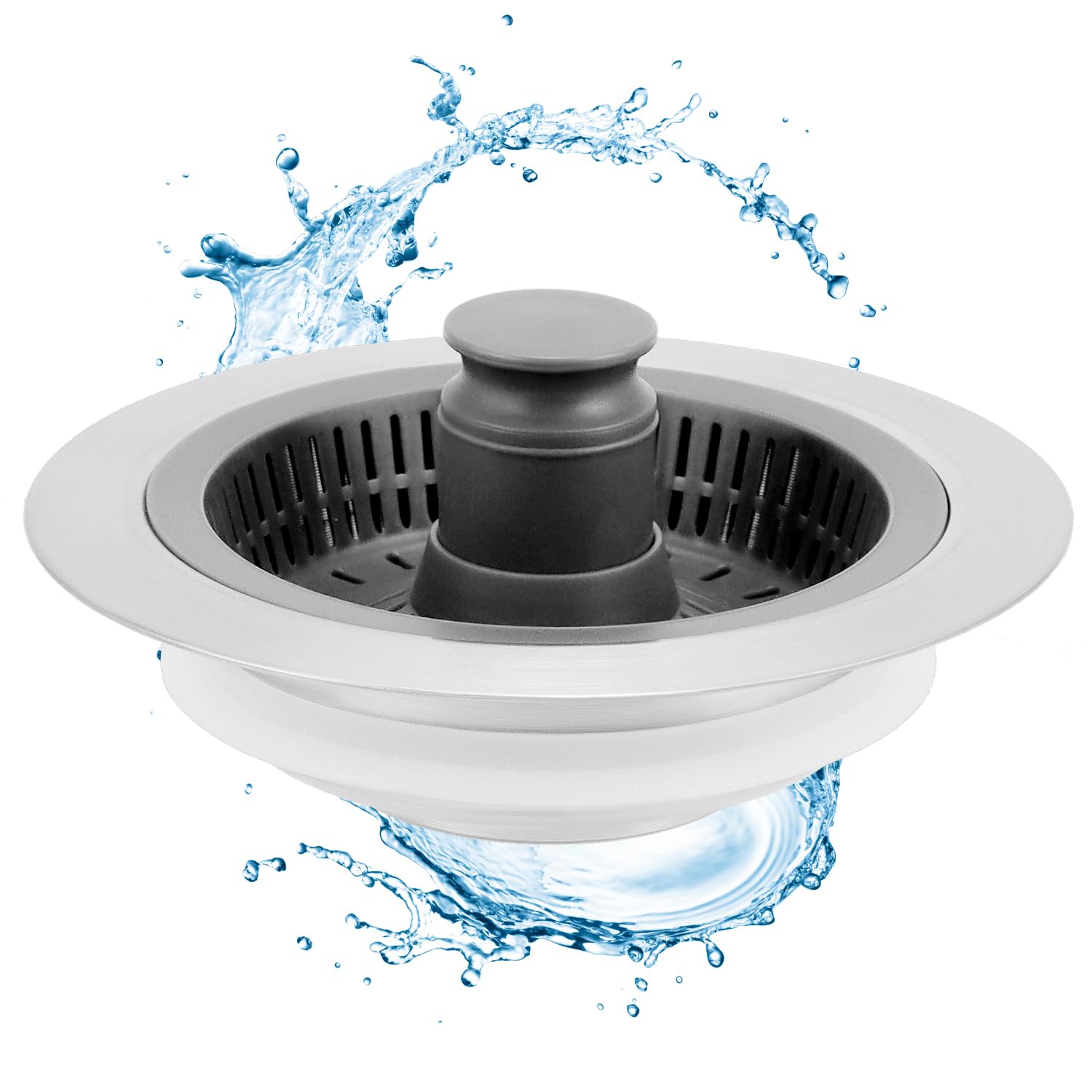 QWORK® 3-in-1 Sink Plug, Kitchen Sink Plug Strainer and Stopper Combo, Stainless Steel Universal Sink Strainer