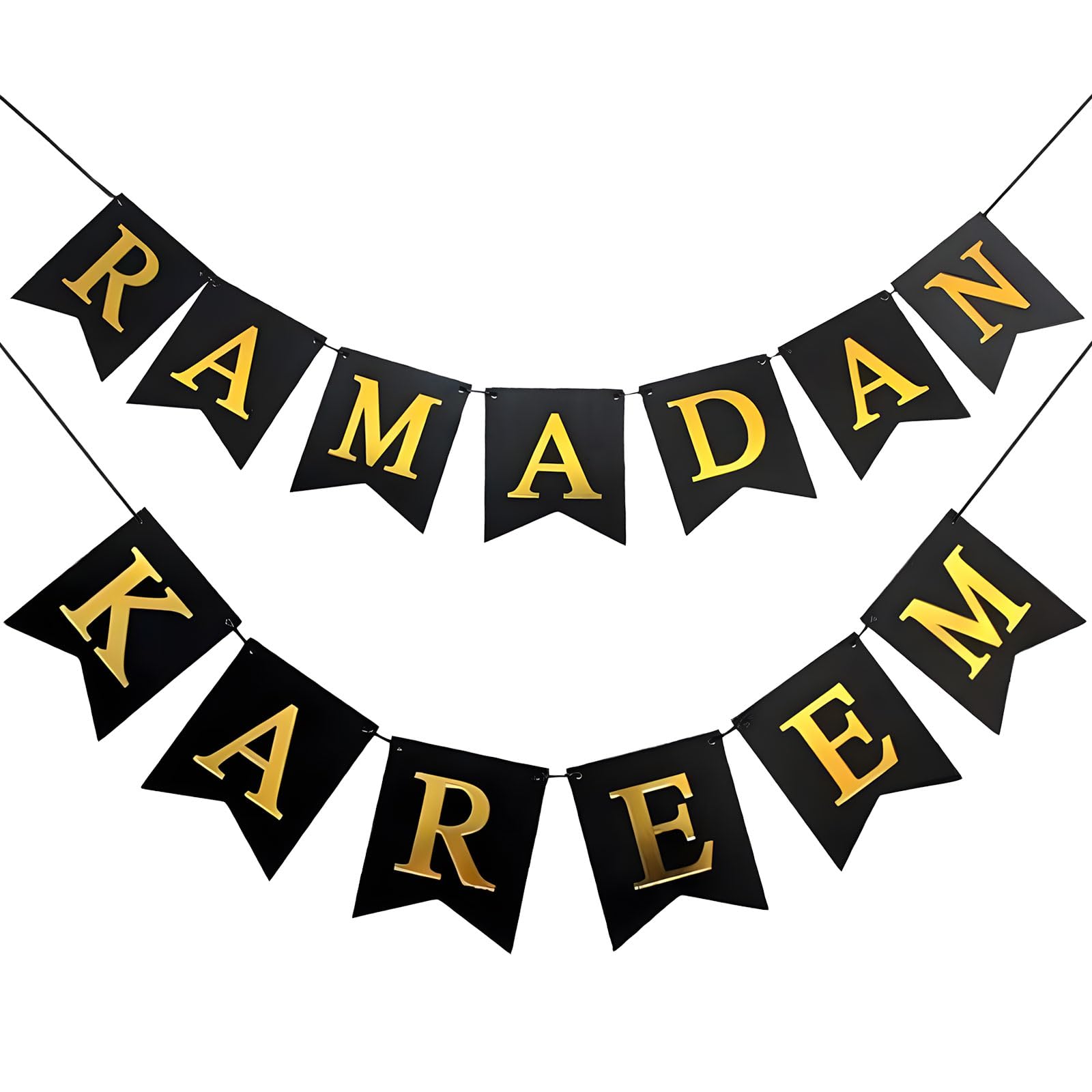 Ramadan Mubarak Banner Decorations for Home,Eid Mubarak Decorations Kareem Banner Hanging for Muslim Islamic Home Party Oranments,Eid Bunting Set Not Need DIY - Religious Room Wall Supplies