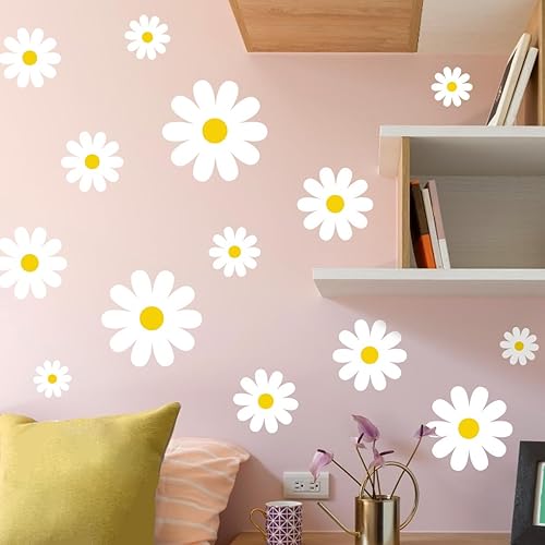 Miniatura 2 de Calcomanías de pared de flores blancas para sala de estar, dormitorio, habitación de bebé, hija, Roon, calcomanías de pared autoadhesivas para pared