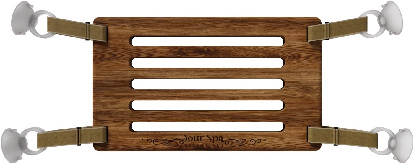 Wooden Bathtub Foot Rest - Portable Bathroom Foot Rest with Heavy Duty Suction Cups - Non Slip Bathtub Footrest with Large Strong Suction Cups - Bathtub Accessories for Relaxation