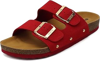 Mules Sandalias para Hombre con Punta Abierta, Cuero Cómodas de Playa con Hebilla Zuecos Sandalias para Hombre Verano Zapatillas de corcho para Caballeros