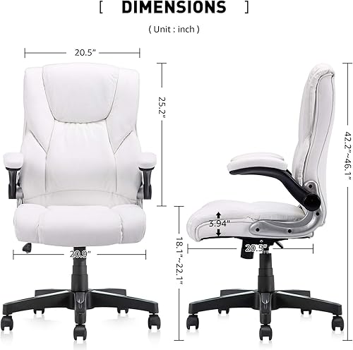 Miniatura 2 de YAMASORO Silla de oficina ergonómica de cuero con respaldo alto silla de escritorio ejecutiva con reposabrazos color negro