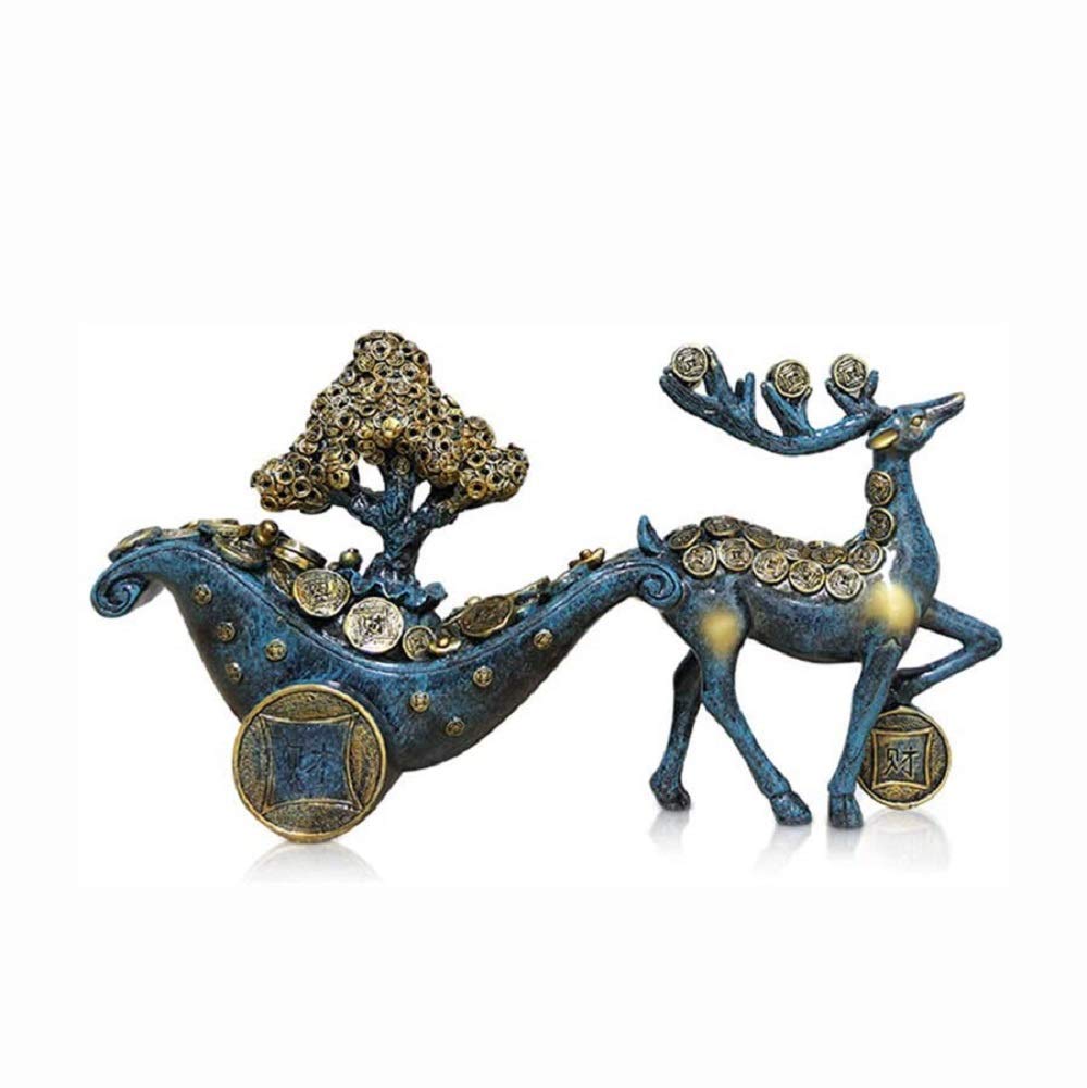YNIYUJKL Feng Shui Ornaments Resin Lucky Deer Statue Fortune Decoration Wealth Prosperity Decorative Sculpture For Home Office Luck Best Gift