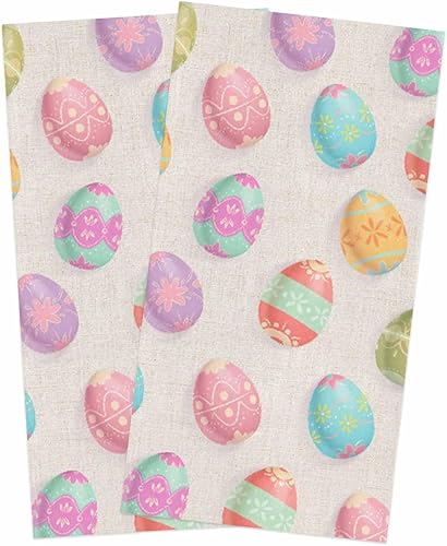 Image Duvet 2 Pack Cotton Kitchen Dish Cloths Towels, Vintage Easter Eggs 18 x28 Inch Soft Absorbent Kitchen Decoration Hand Towels for Living Room