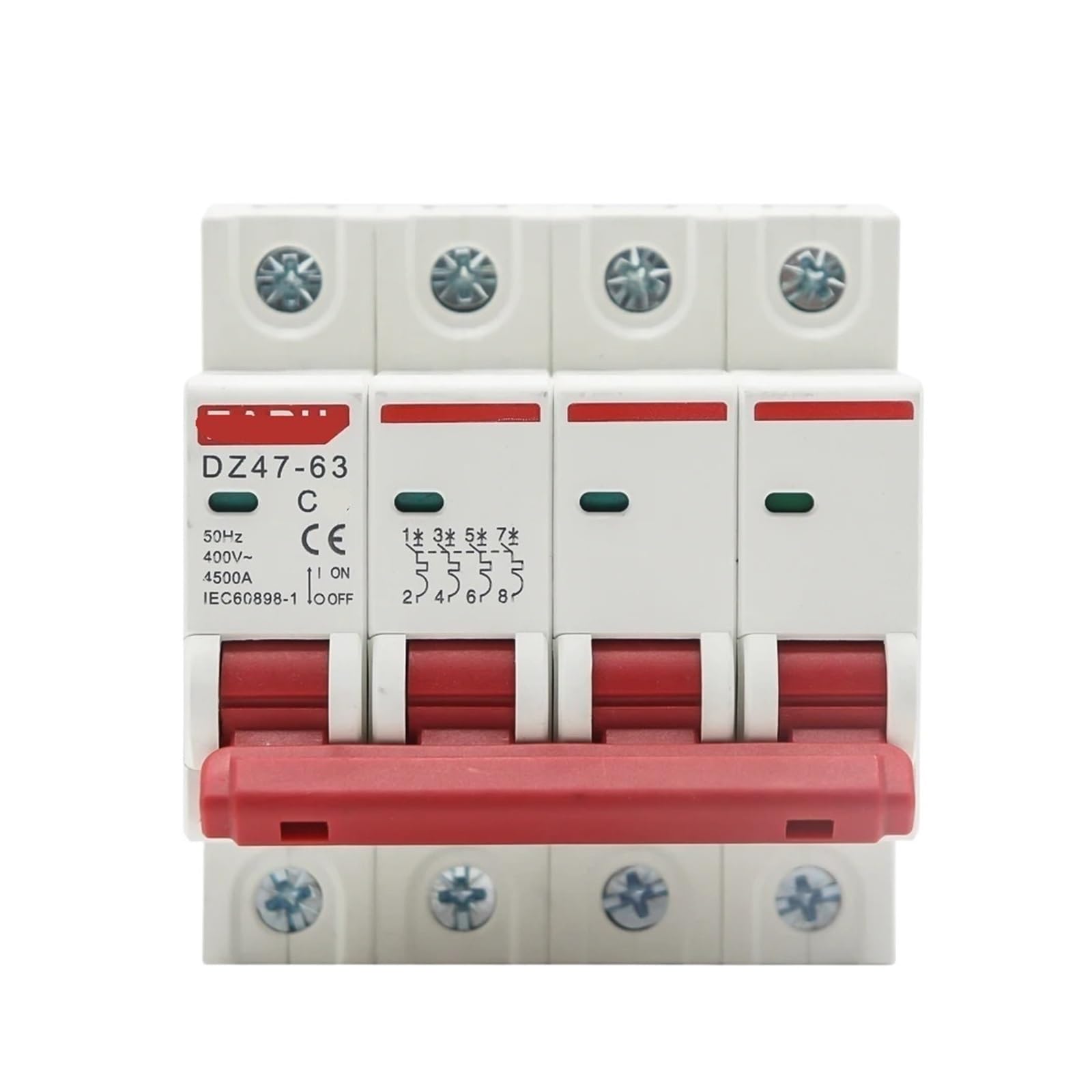 CHULKJFX DZ47 400V 4P 3-125A C Type Miniature Circuit Breaker Short Overload Protector 35mm DIN Rail mounting