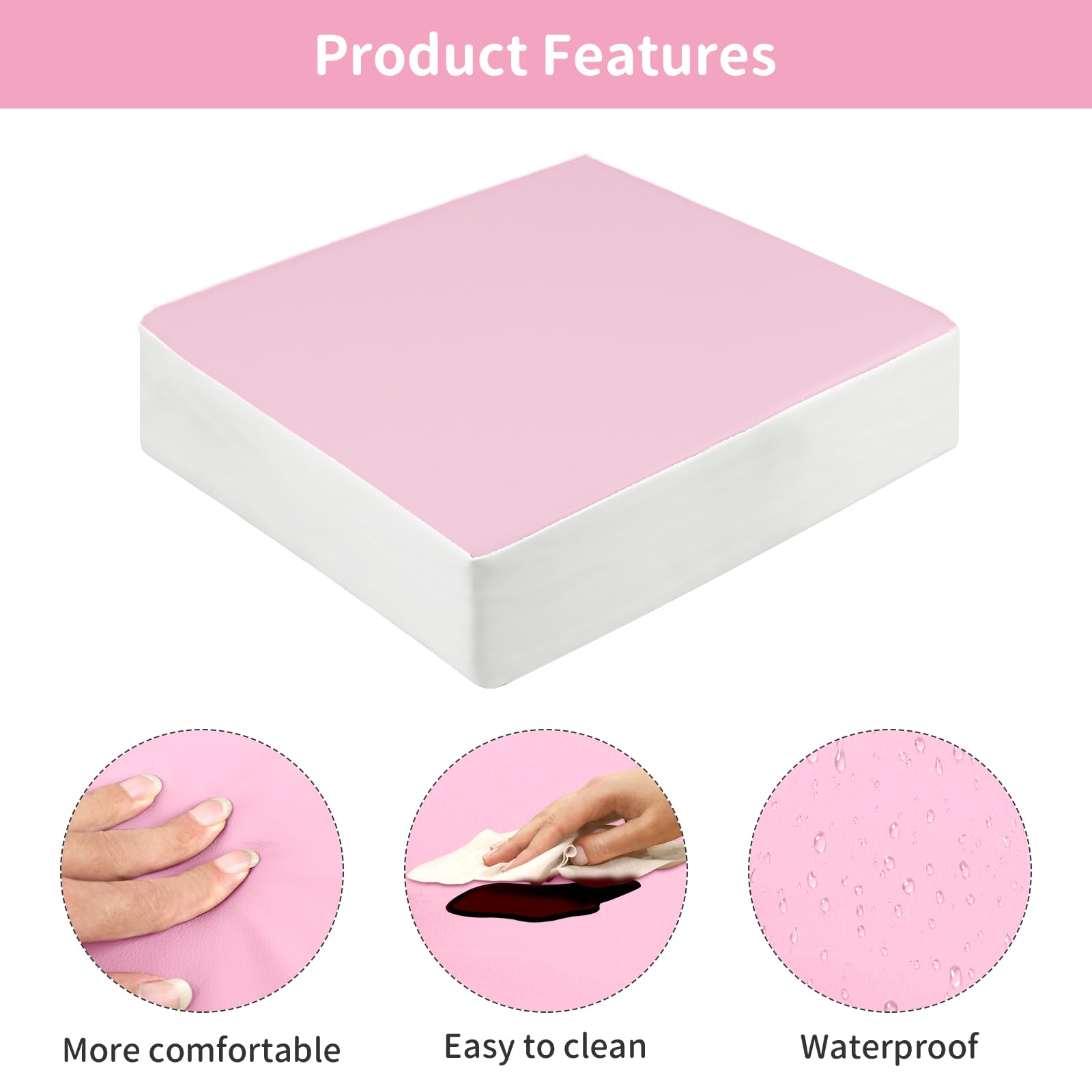 Toddler Booster Seat for Dining Table, 20-40in Child Dining Table Booster Seat with Backrest, Baby Booster Seat for Dining Table Waterproof, Adjustable Waist Belt and Non-Slip Bottom (Pink)