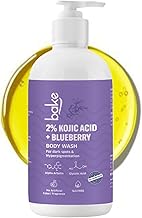 BAKE 2% Kojic Acid Brightening Body Wash with Glycolic Acid & Alpha Arbutin | De-Tan Body Wash | For Pigmentation & Tan Removal | For Dark Knees & Elbows | Dark Spots & Sun Damage | For Men & Women - 250ml (Blueberry)