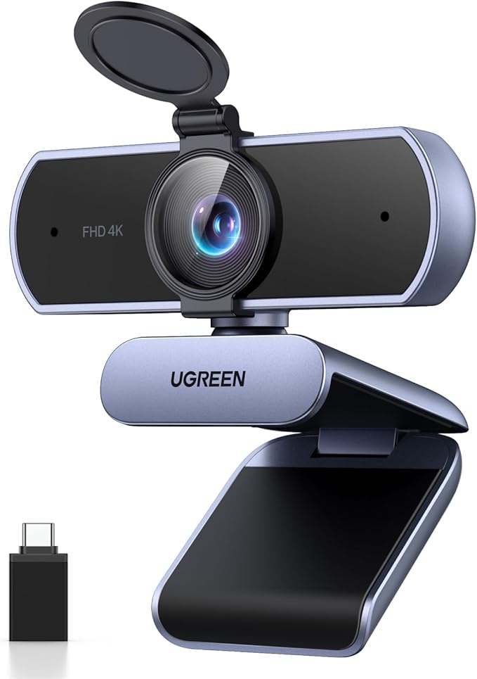 UGREEN Webcam 4K 30FPS Ultra HD USB Webcam para Ordenador Enfoque Fijo Plug and Play para Windows MacOS Linux Streaming Youtube Skype Call Video Zoom Videoconferencia