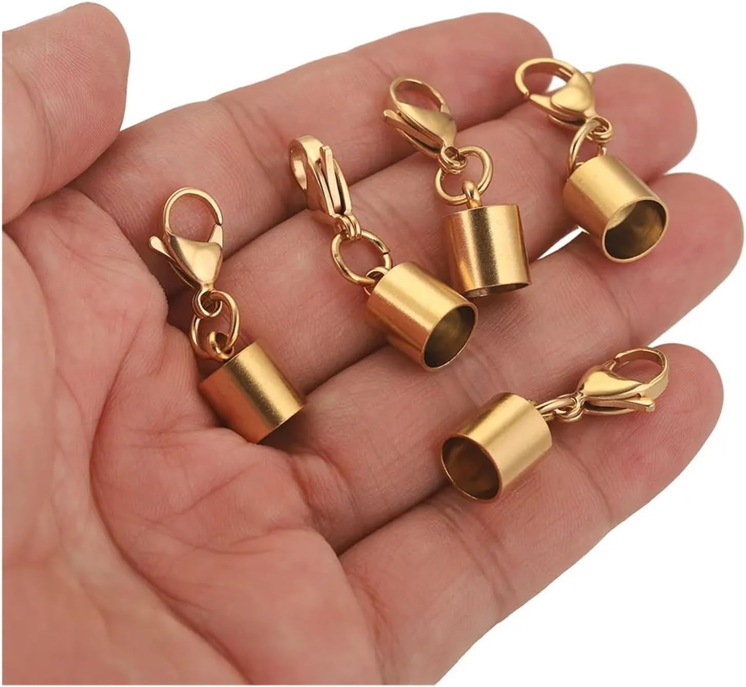 Cord End Caps Cord End Caps 25pcs Stainless Steel Rope Tassel Stopper Lobster Clasp Leather CrimpTip Connection(S6MM)